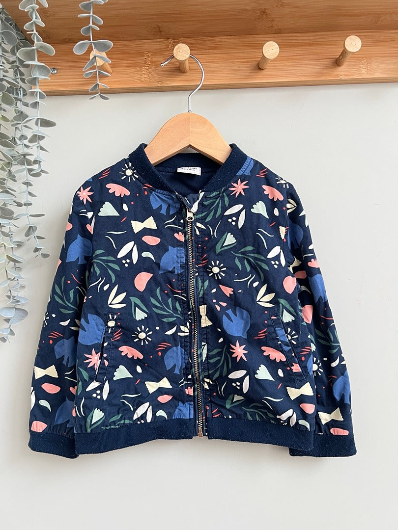 Bomber fille Tape à l'œil bleu imprimé fleuri mi-saison 3 ans
