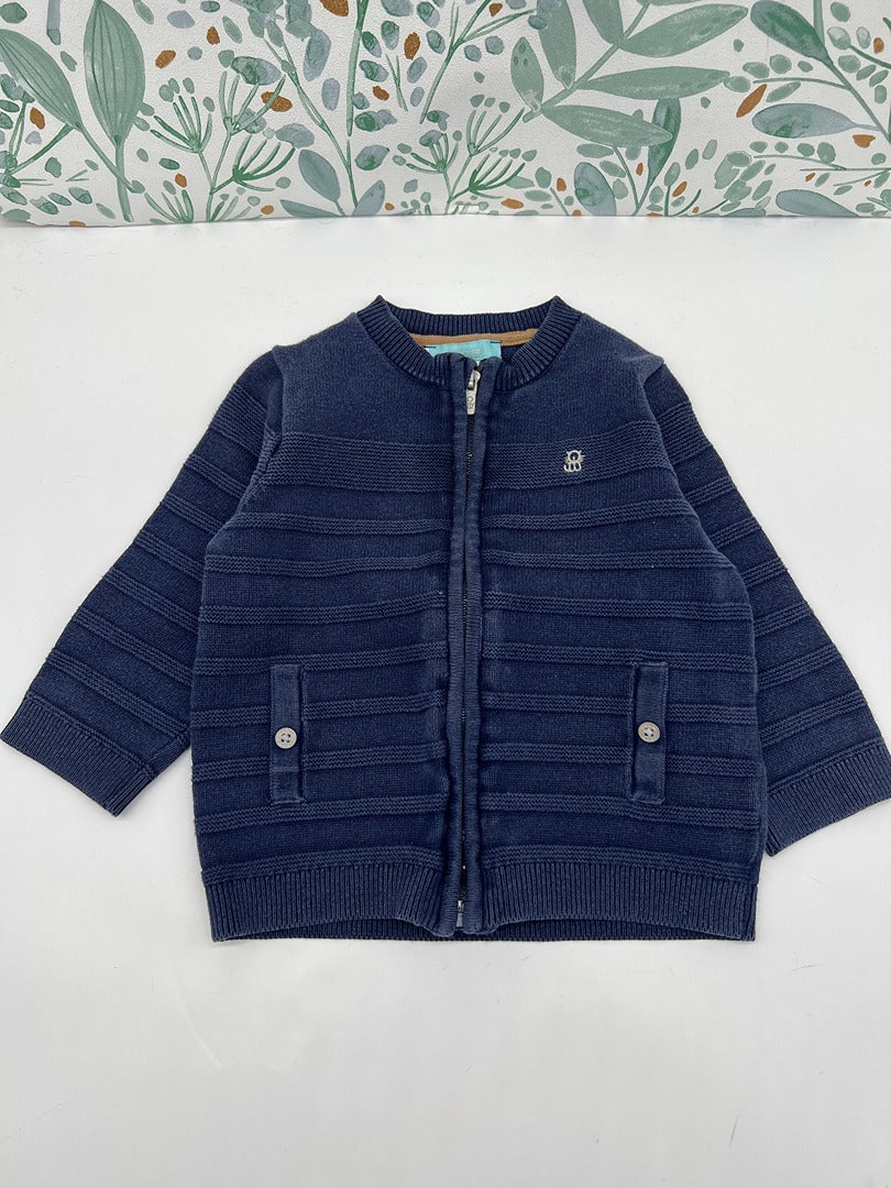 Gilet zippé garçon Okaïdi - 12 mois - bleu marine