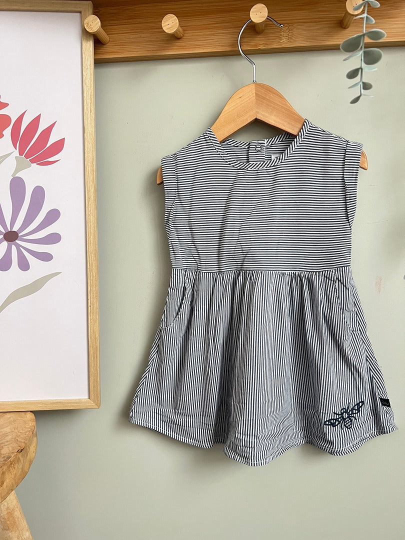 Robe Ikks fille 18 mois bleu rayée sans manches été