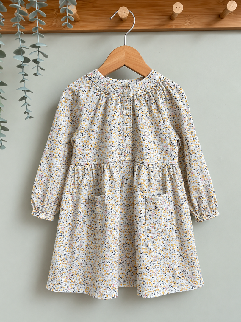 Robe fille Bout'chou 3 ans fleurs mi-saison manches longues fleuri