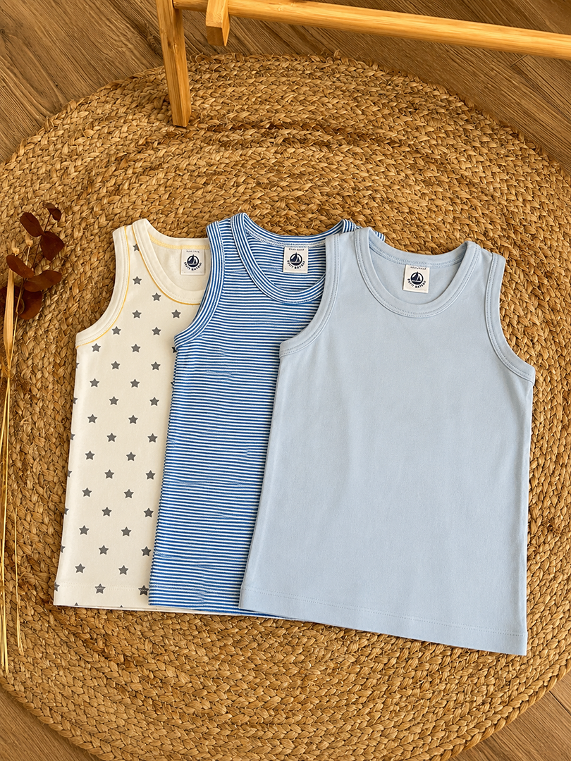 Lot De 3 Débardeurs maillot de corps Petit Bateau garçon Été 4 ans
