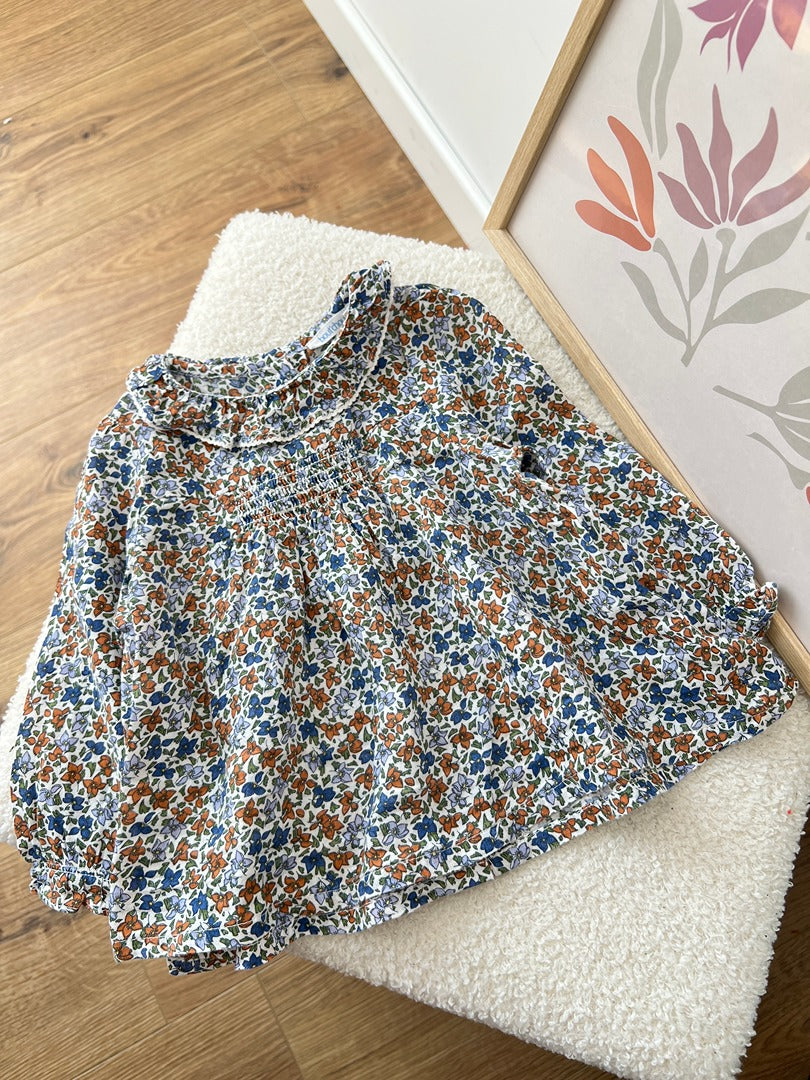 Blouse manches longues fille Bout'chou - 9 mois - Bleu fleuri