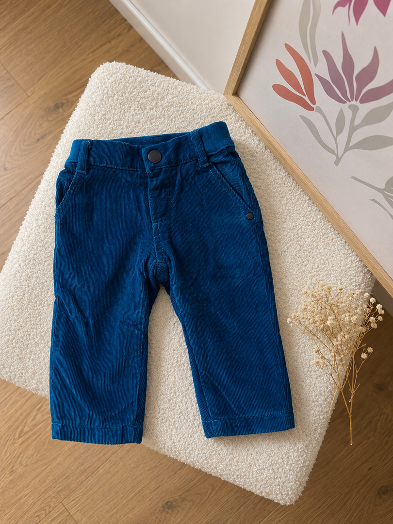 Pantalon velours côtelé bleu Jacadi garçon 6 mois