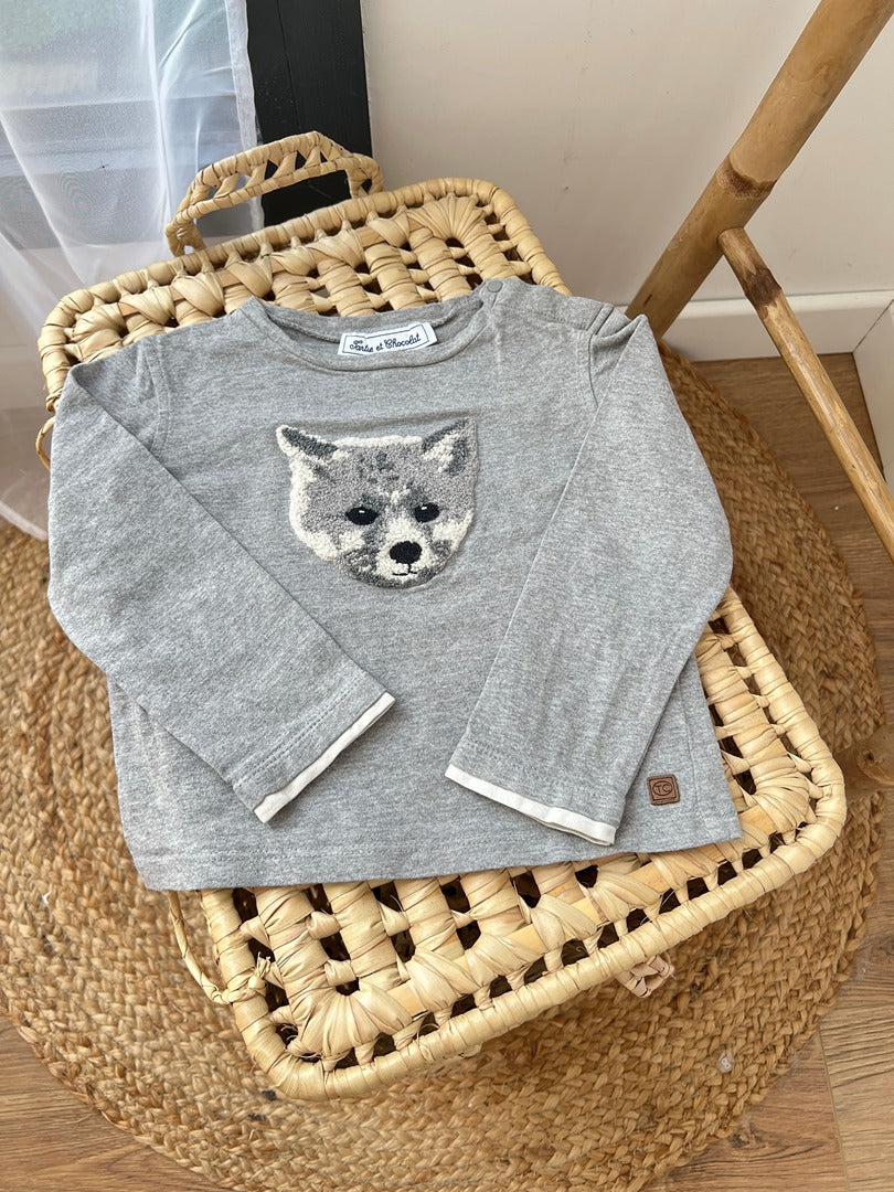 T-shirt manches longues garçon Tartine et Chocolat 2 ans gris loup mi-saison