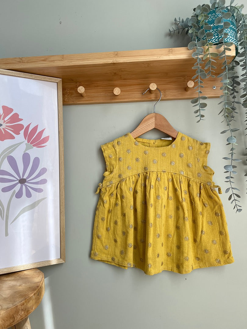 T-shirt sans manches été fille Tao Tape à l'œil - 2 ans - Moutarde jaune