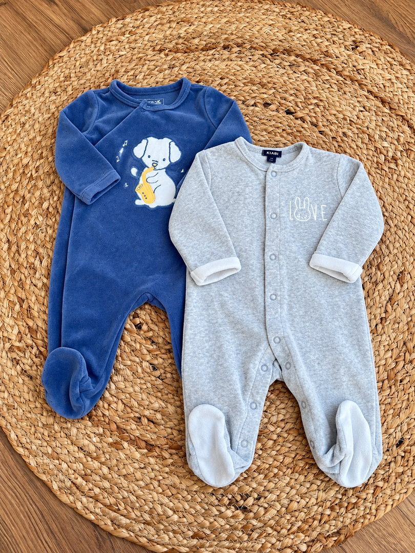 Lot de 2 pyjamas 1 pièce velours bébé garçon hiver manches longues Kiabi 3 mois Kiabi Sergent Major