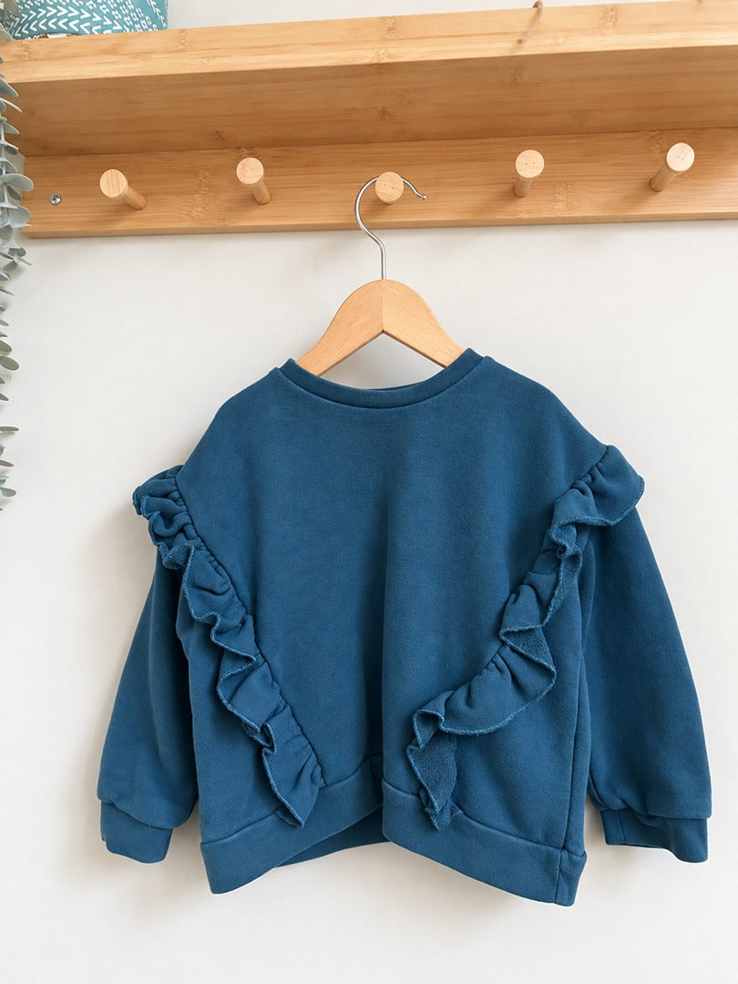 Sweat fille Monoprix Kids bleu-vert hiver manches longues 3 ans