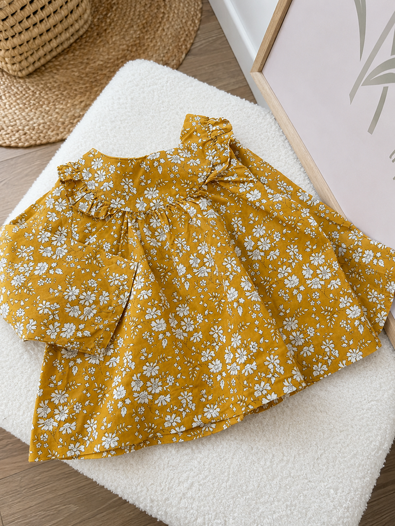 Chemise blouse Moutarde Fleurs Fille Jacadi 6 Mois Mi-saison