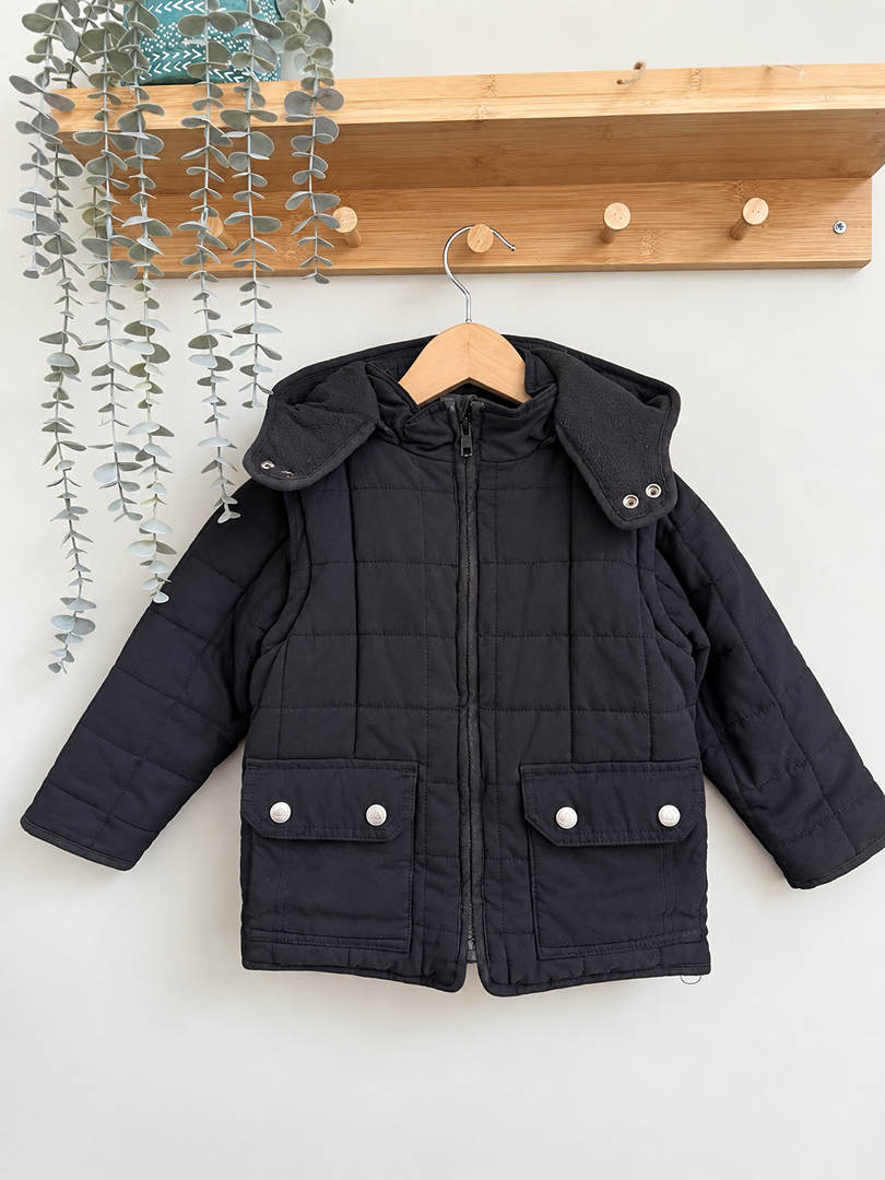 Manteau chaud manches amovibles hiver garçon Petit Bateau noir 4 ans