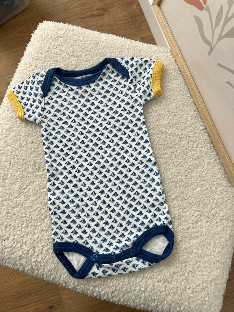 Body manches courtes col Us été garçon Petit Bateau - 1 mois - Bleu blanc