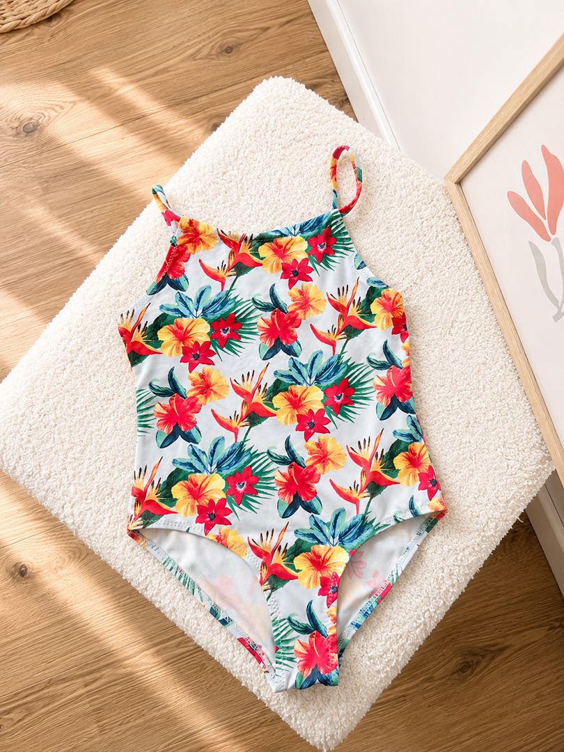Maillot de bain fille Monoprix Kids 4 ans été bleu floral