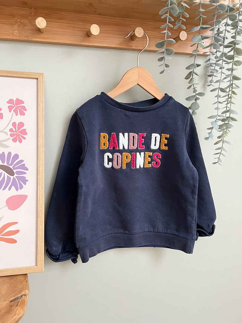Sweatshirt fille Tape à l'oeil - 5 ans / 110 cm - Bleu marine - État : Excellent