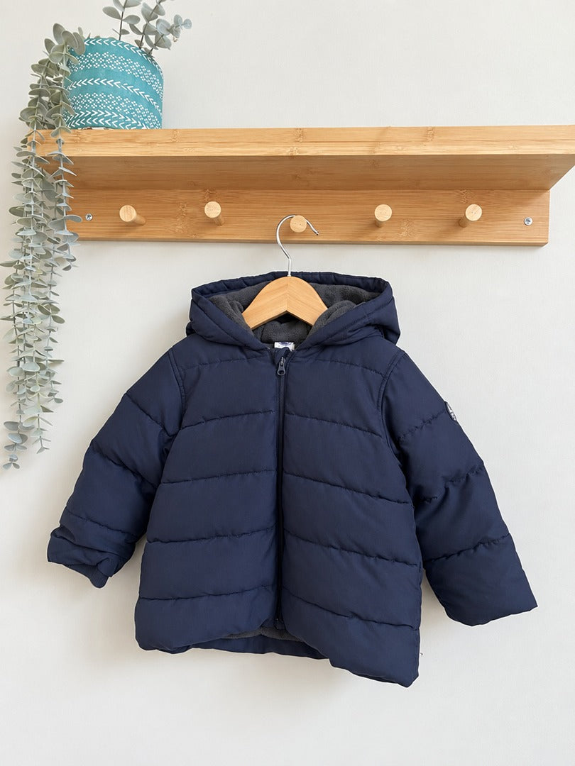 Doudoune chaude hiver Petit Bateau bleu marine garçon 2 ans