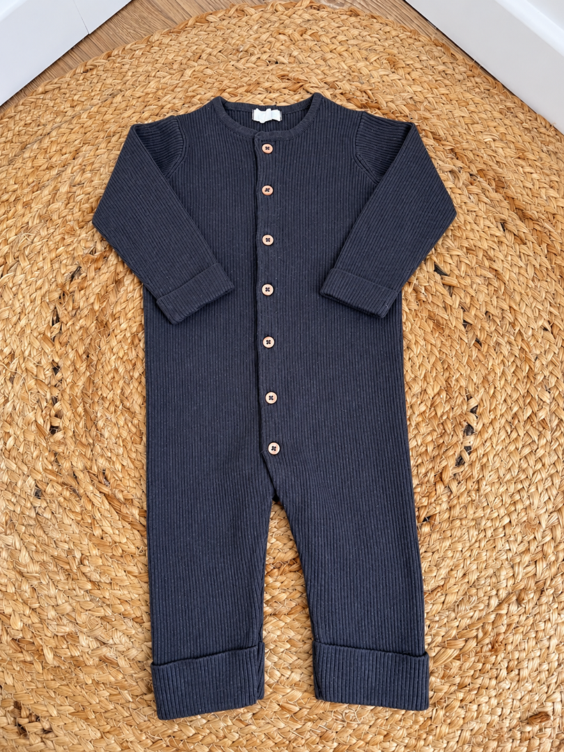 Pyjama combinaison Vertbaudet garçon noir 12 mois - Hiver - Manches longues