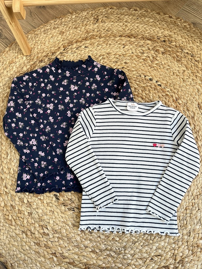 Lot de 2 t-shirts manches longues côtelé fille Tape à l'oeil 3 ans mi-saison