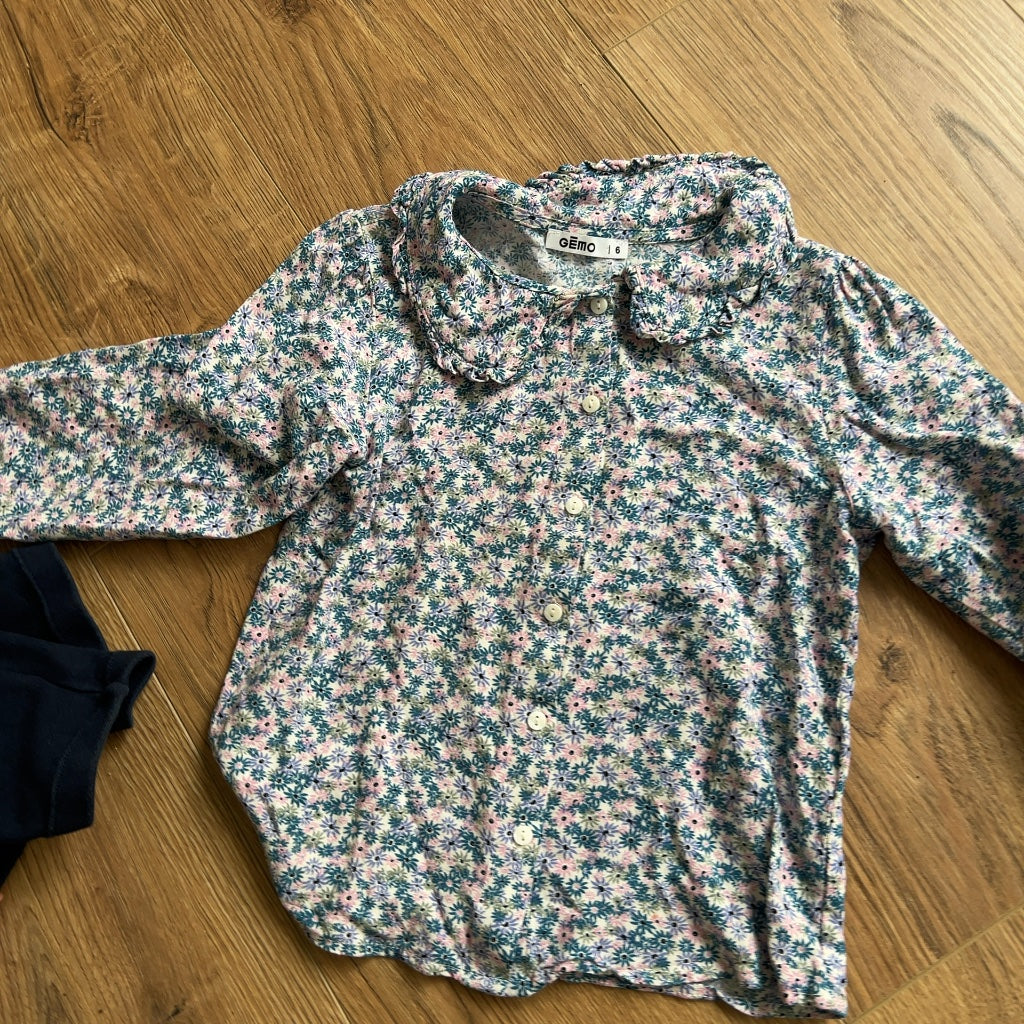 Chemise fille Gemo à fleurs mi-saison manches longues 6 ans
