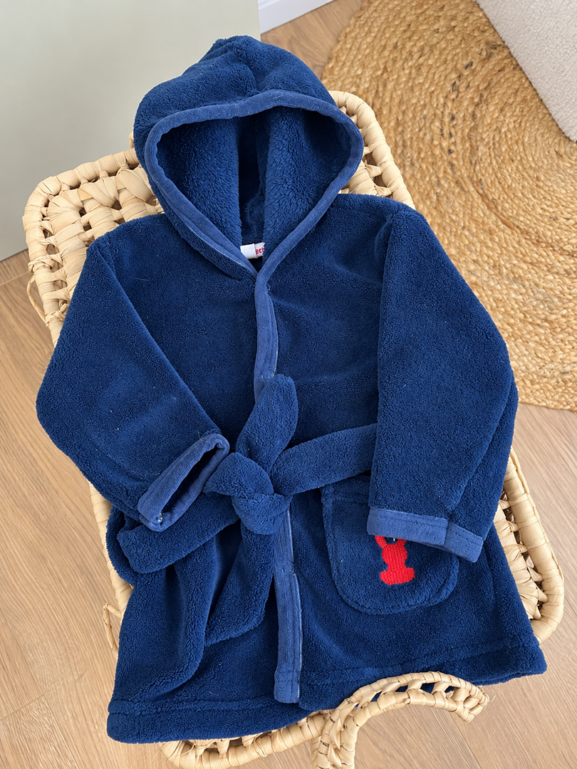 Peignoir bleu garçon Pommette 3 mois hiver manches longues