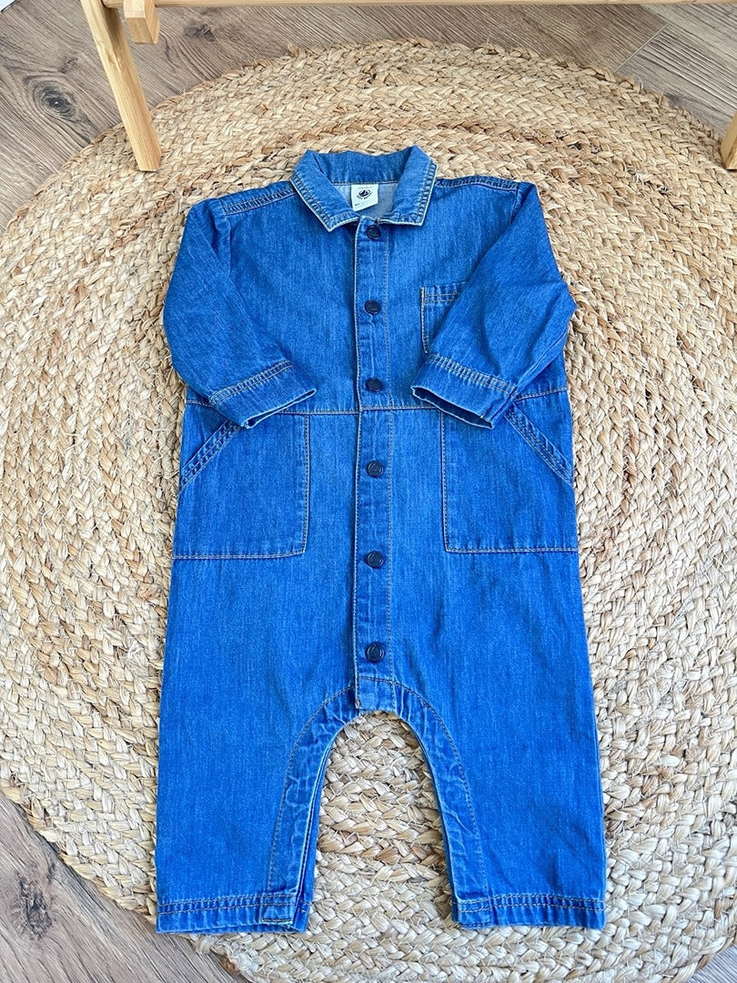Combinaison en jean garçon Petit Bateau 12 mois mi-saison manches longues