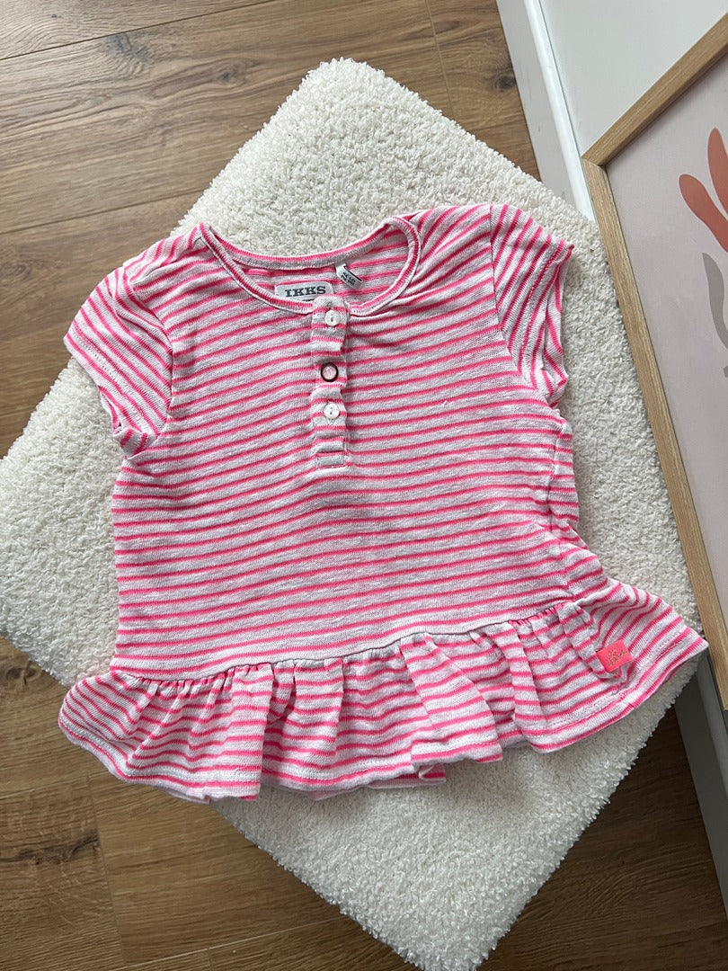 T-shirt Ikks fille rayé rose 2 ans manches courtes
