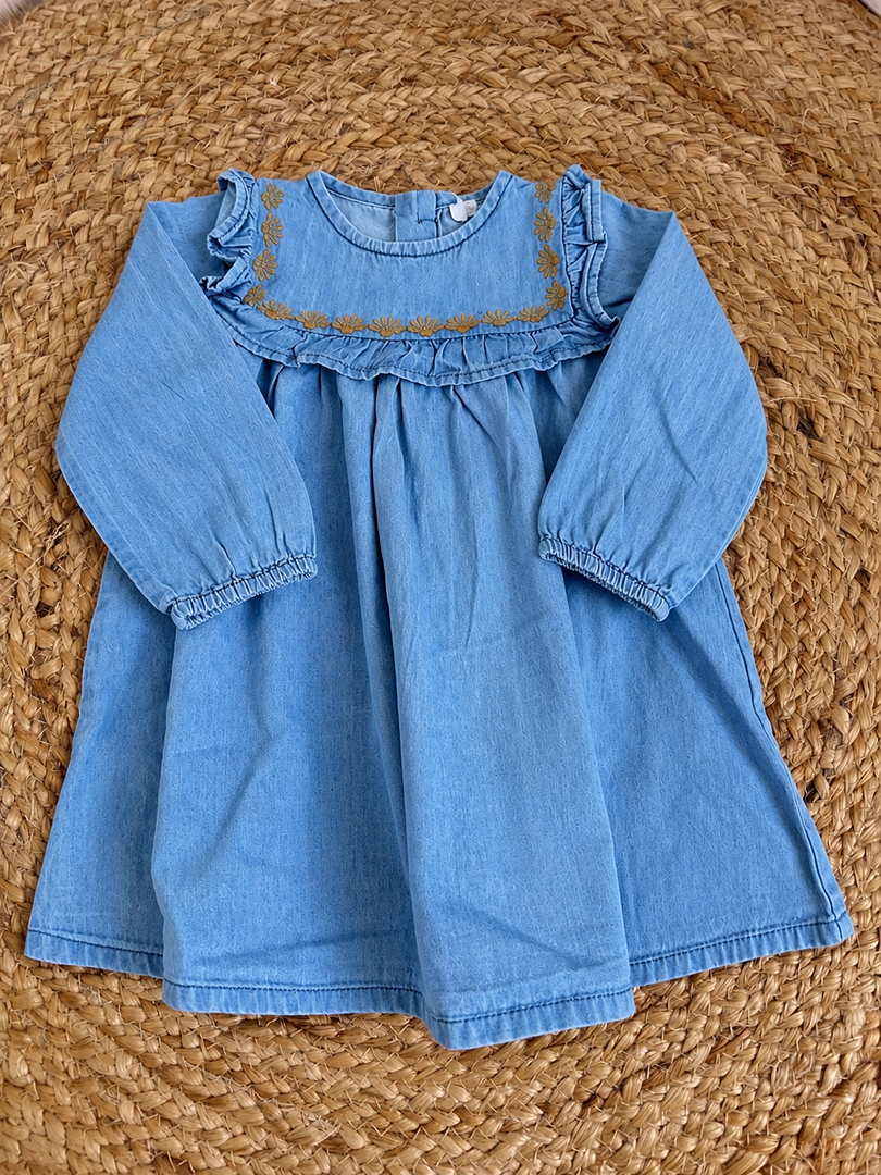 Robe fille tape à l'œil mi-saison manches longues bleu 9 mois
