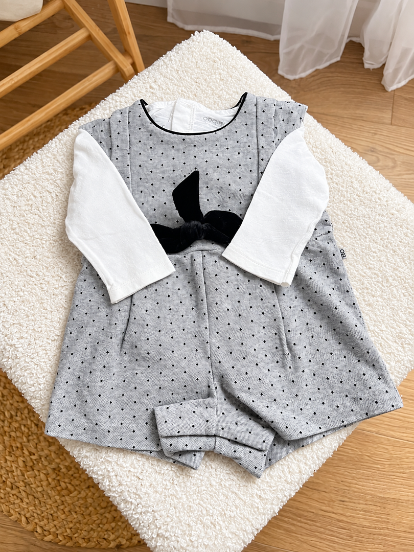 Ensemble fille Obaby mi-saison blanc et gris manches longues 3 mois