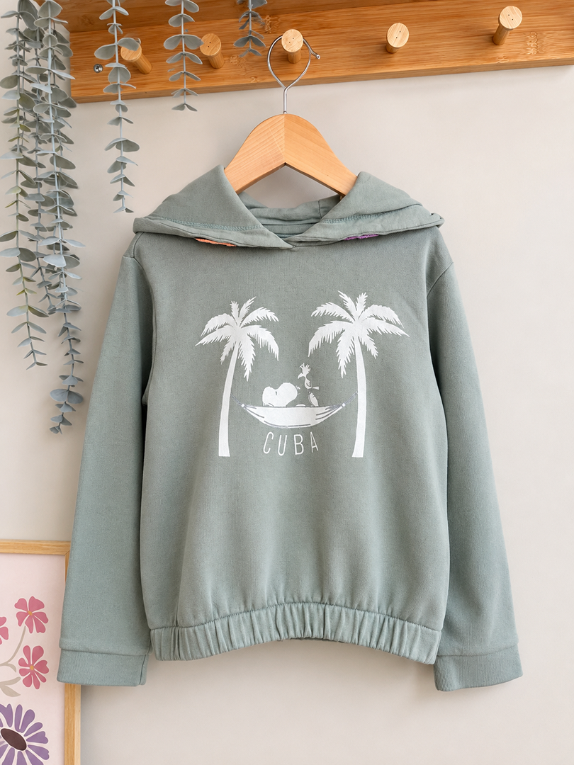 Sweat à capuche Ikks Peanuts 6 ans vert fille mi-saison