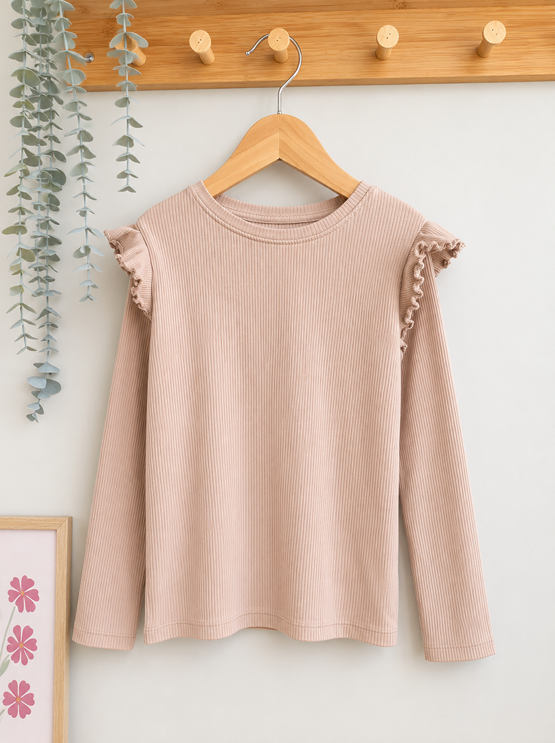 T-shirt haut côtelé rose fille H&m 5 ans 6 ans manches longues mi-saison