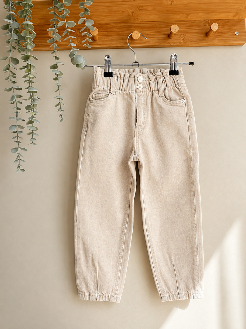 Jean fille Tape à l'œil beige 5 ans mi-saison