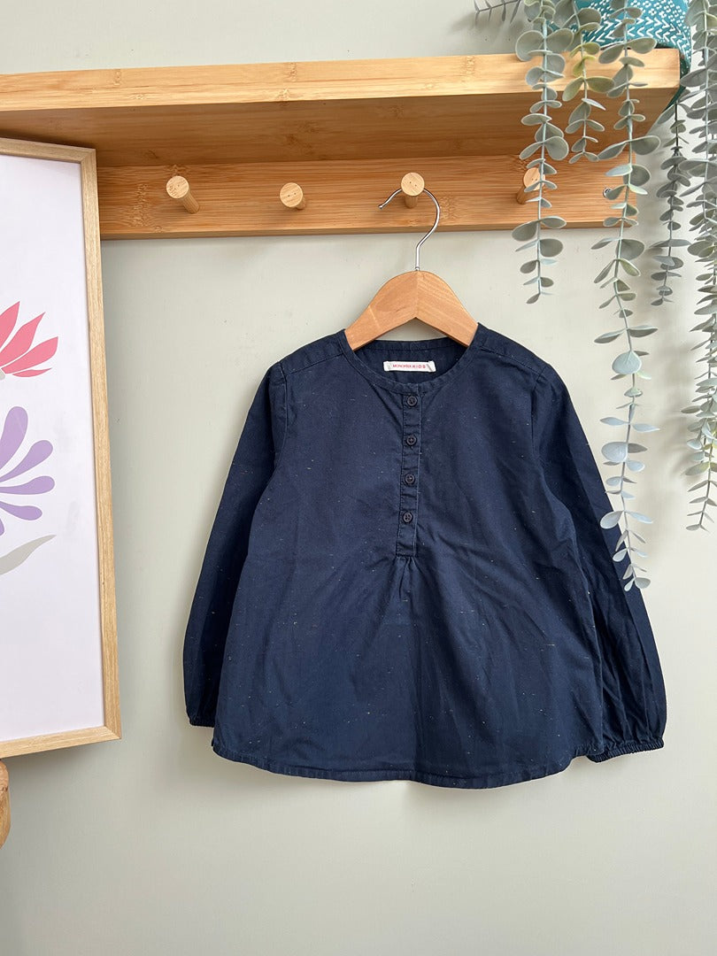 T-shirt blouse fille Monoprix Kids 3 ans bleu marine manches longues