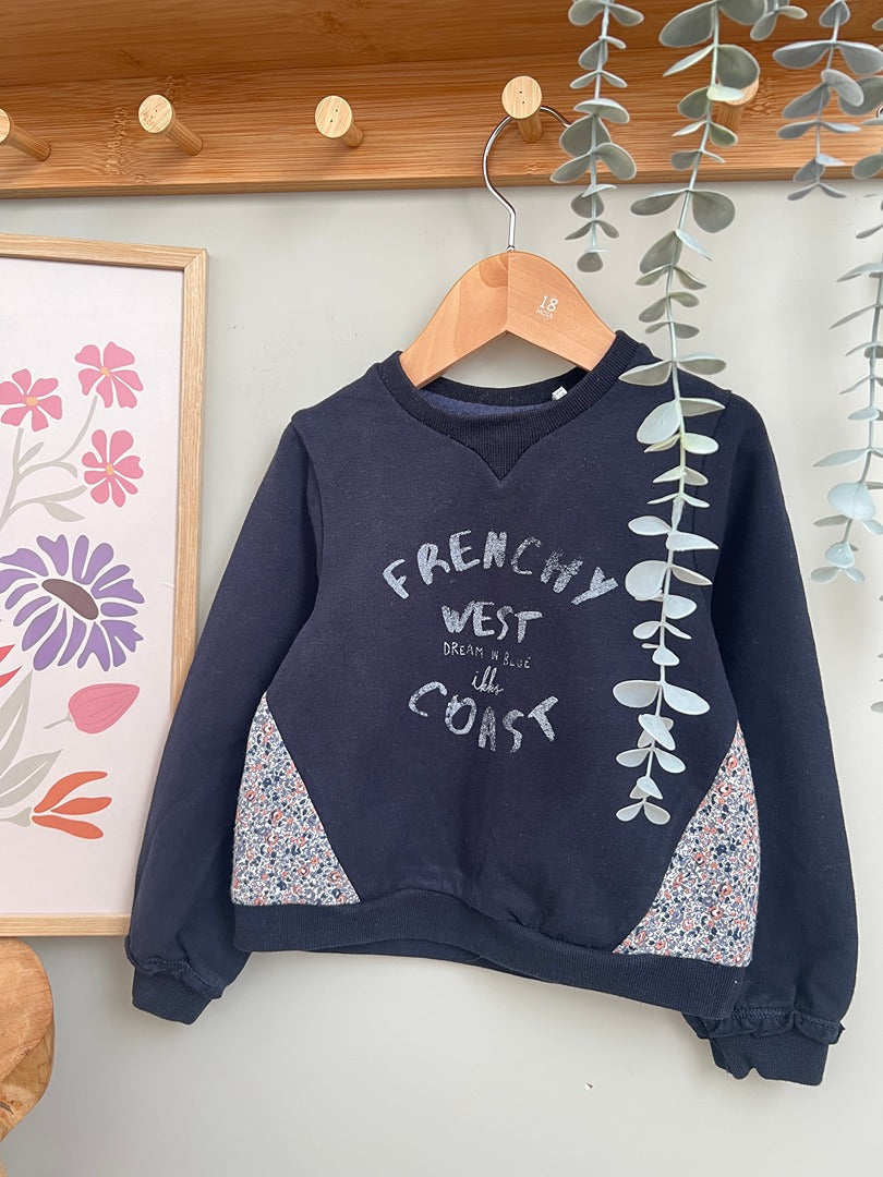 Pull léger Ikks fille - 3 ans - Bleu marine et dos fleuri