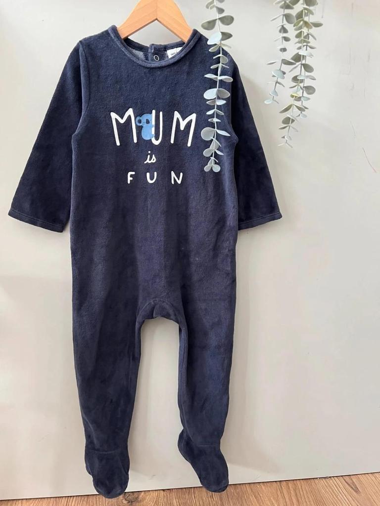 Pyjama velours bébé garçon Tape à l’œil bleu marine – Chaud & confortable – 18 mois