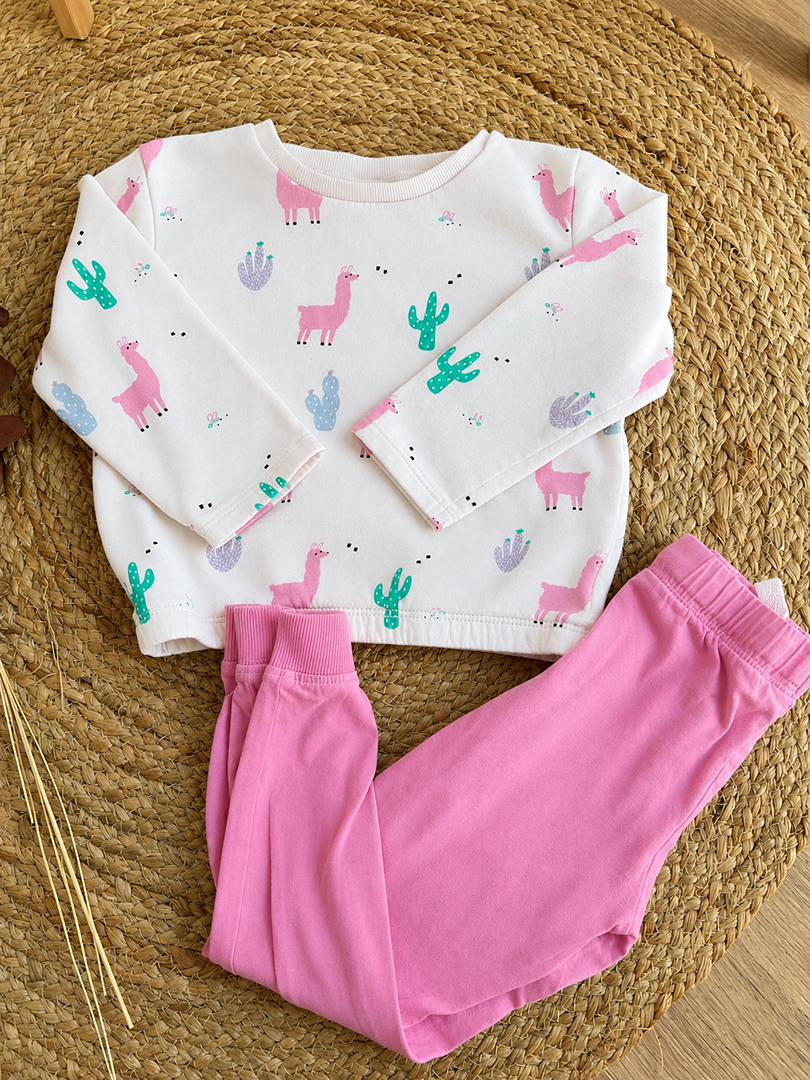Pyjama 2 pièces jersey rose Tape à l'oeil Tao fille 4 ans manches longues mi-saison