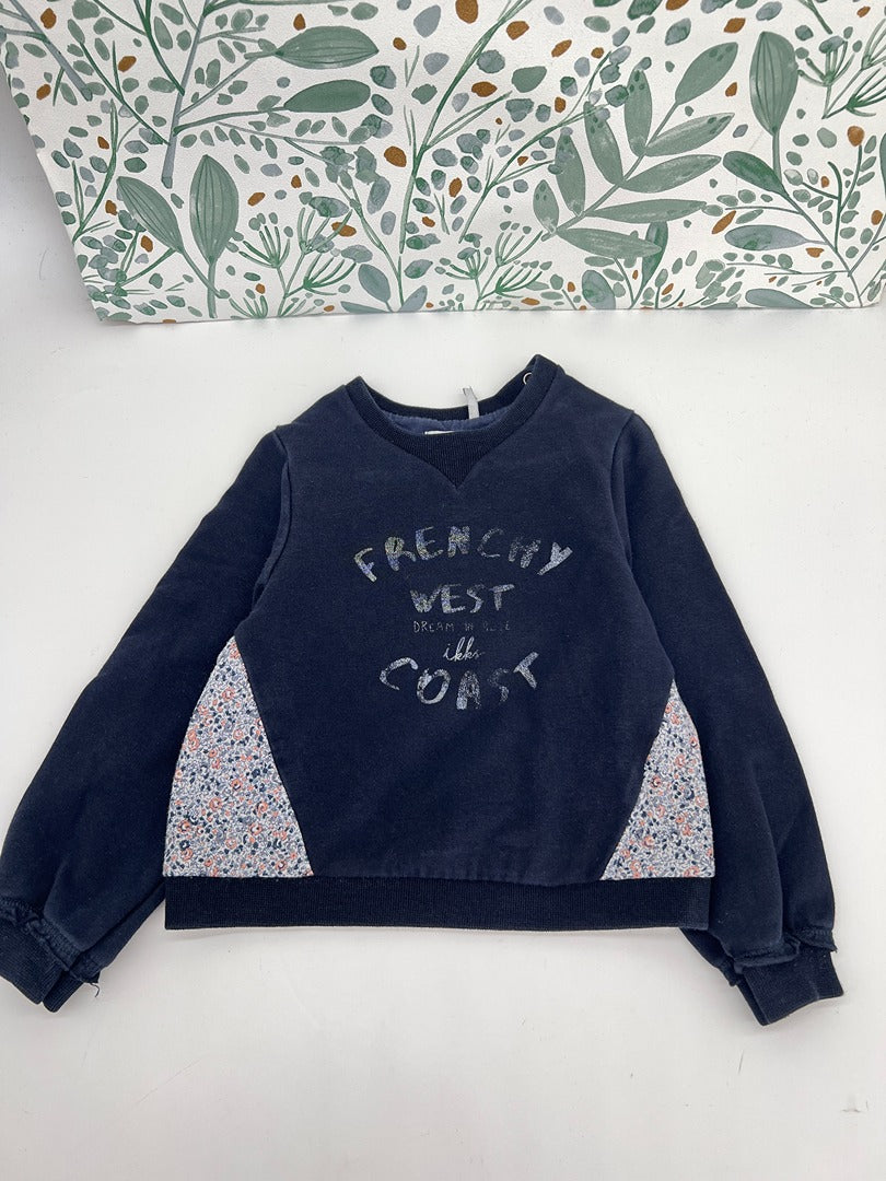 Sweatshirt / pull fille Ikks - 3 ans - bleu marine dos fleuri