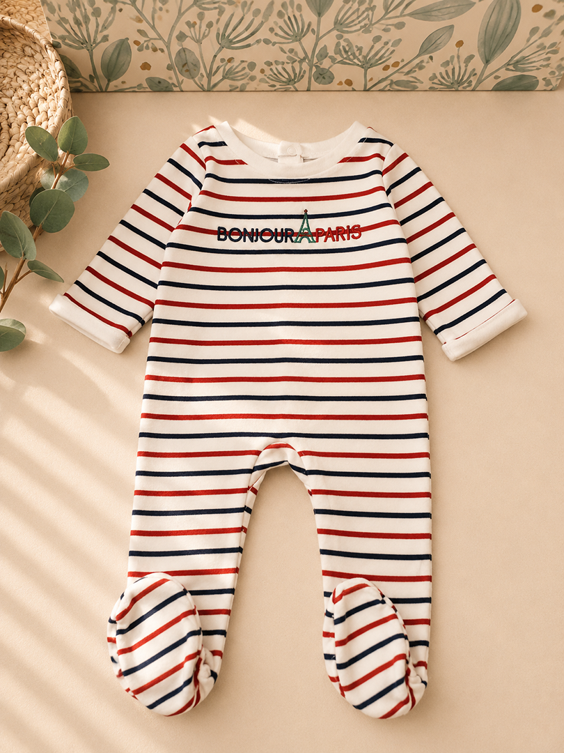Pyjama 1 pièce en jersey Bébé garçon Jacadi 6 Mois mi-saison Manches Longues rayé paris