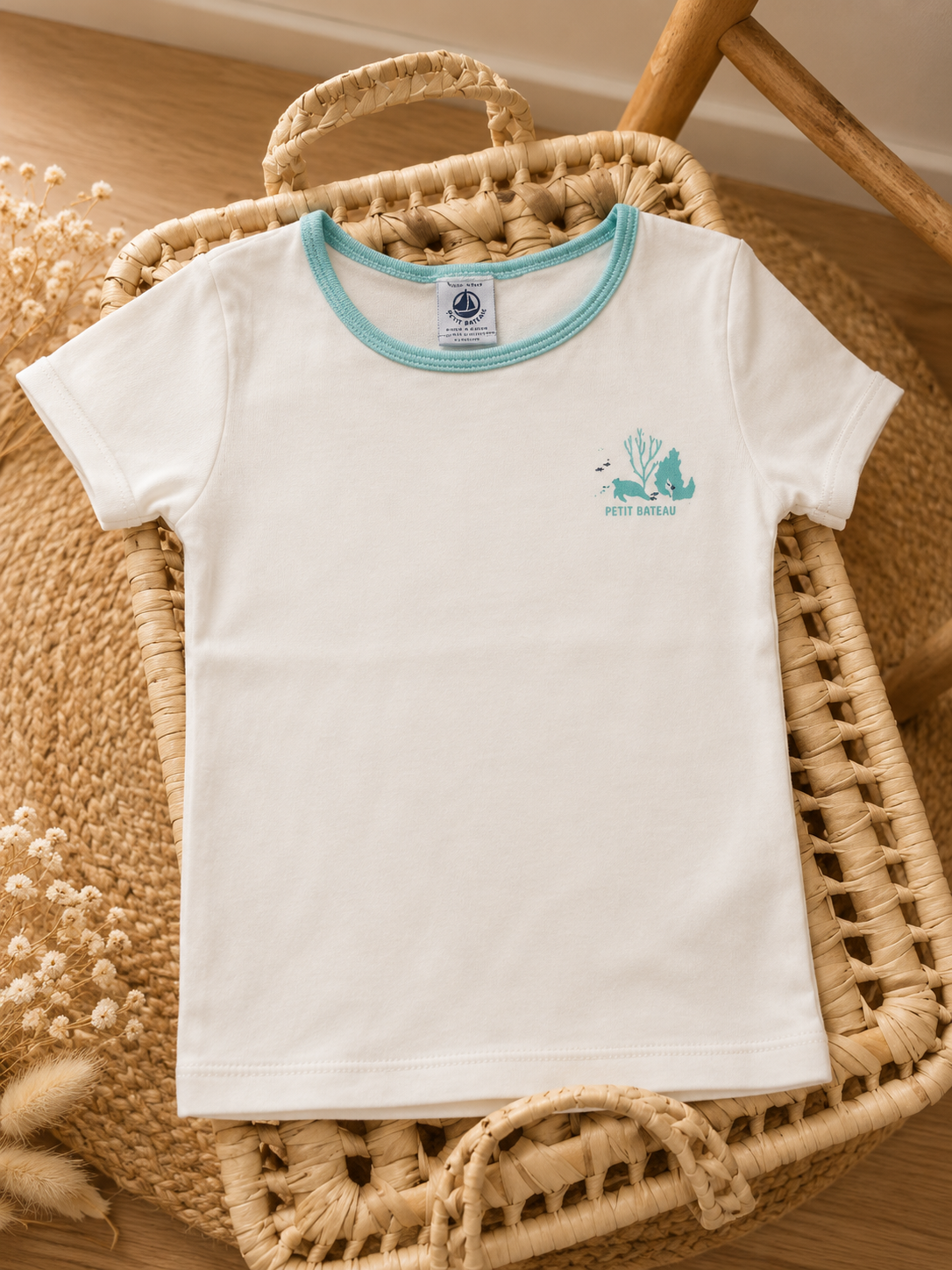 T-shirt Petit Bateau 3 ans blanc manches courtes garçon été maillot de corps
