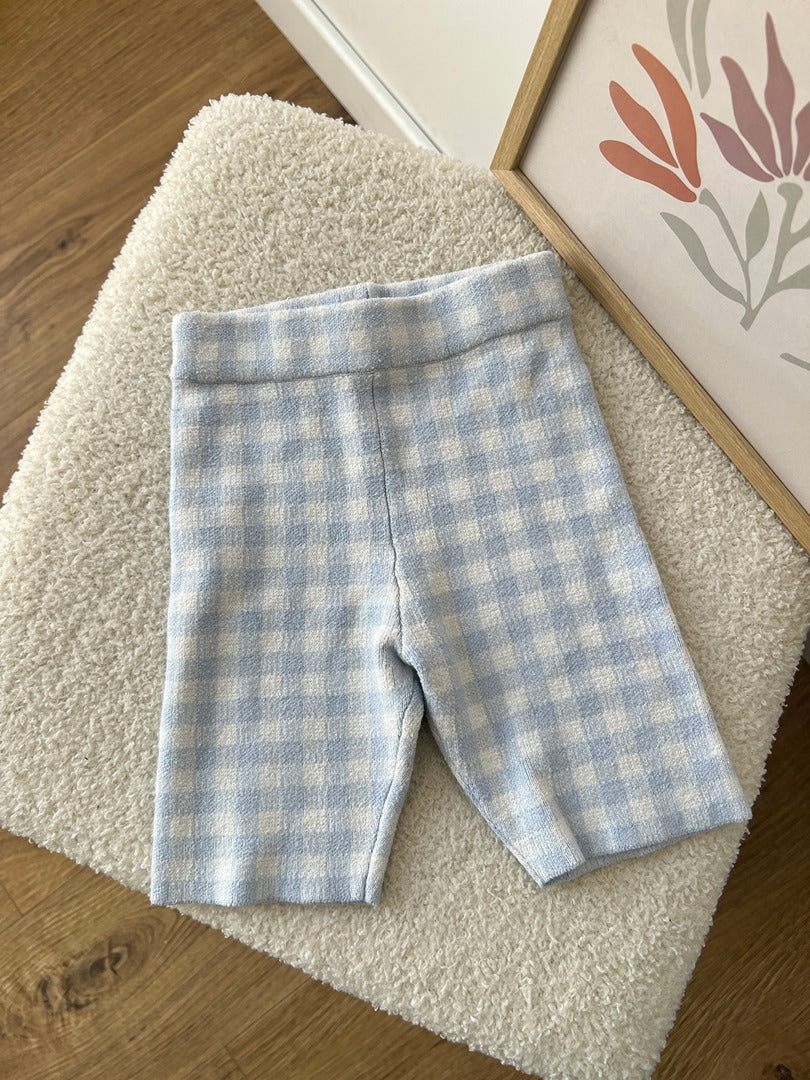 Short Zara fille 3 ans bleu ciel motif vichy maille été