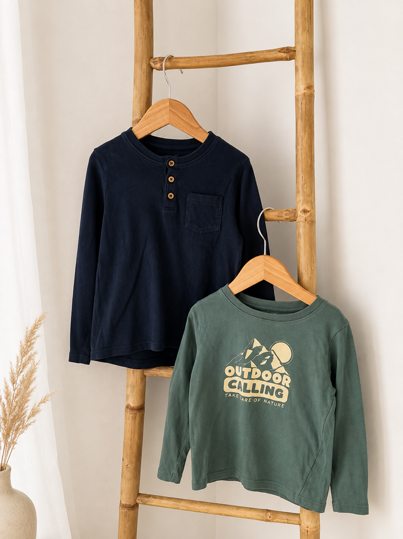 Lot 2 t-shirts manches longues garçon Kiabi 4 ans mi-saison mi-saison