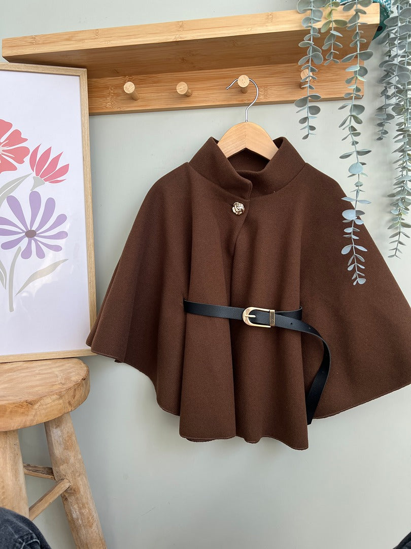 Cape marron fille 4 ans mi-saison chic