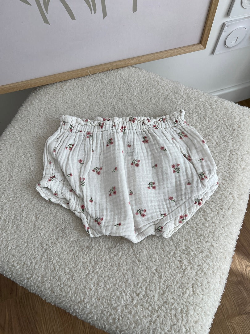 Bloomer gaz de coton été fille Marsou - 6 mois - Blanc fleurie