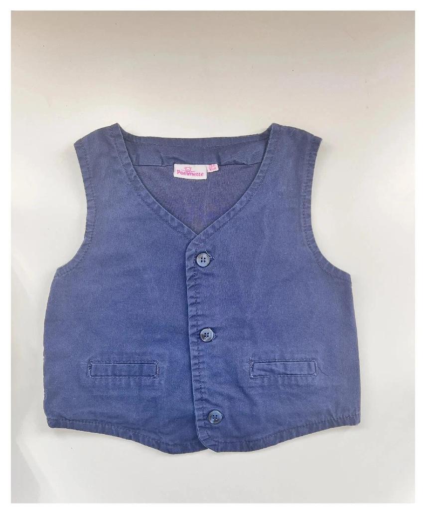 Gilet sans manches de cérémonie bleu marine - Pommette - 18 mois Garçon