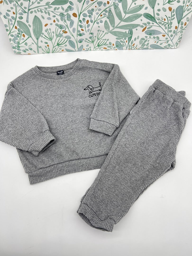Ensemble côtelé pull + pantalon garçon Kiabi - 2 ans - Gris