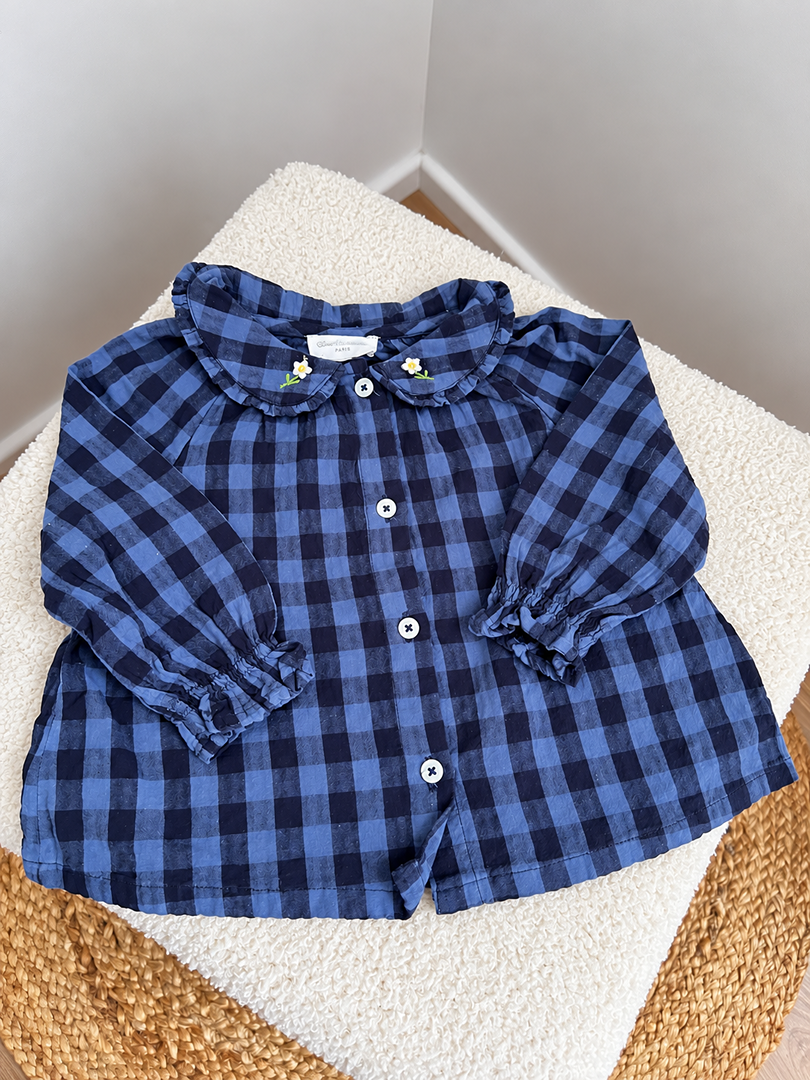 Chemise fille Cadet Rousselle bleu à carreaux 6 mois Mi-saison - Manches longues