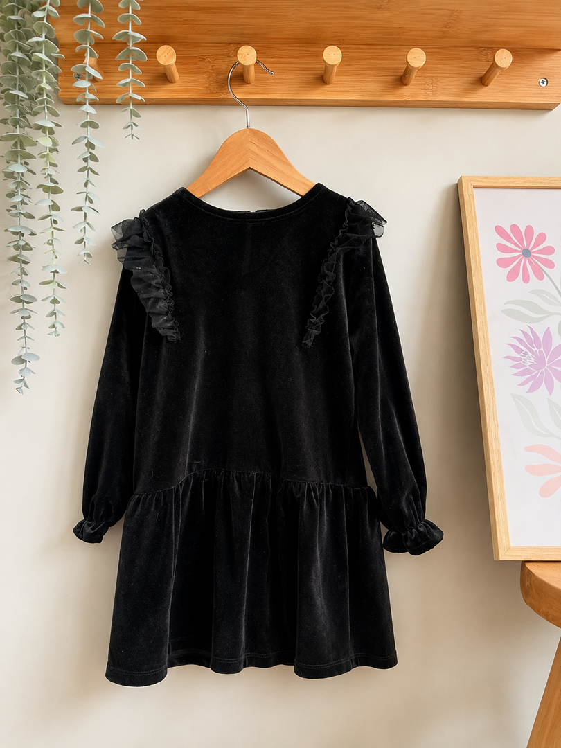 Robe fille Vertbaudet velours noir 5 ans hiver - idéale pour les fêtes