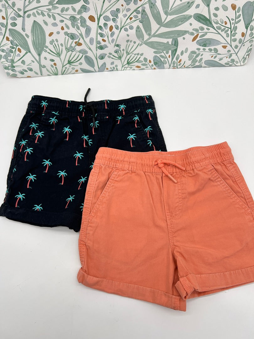Lot 2 shorts été garçon Primark - 5 ans - Bleu marine Corail palmier
