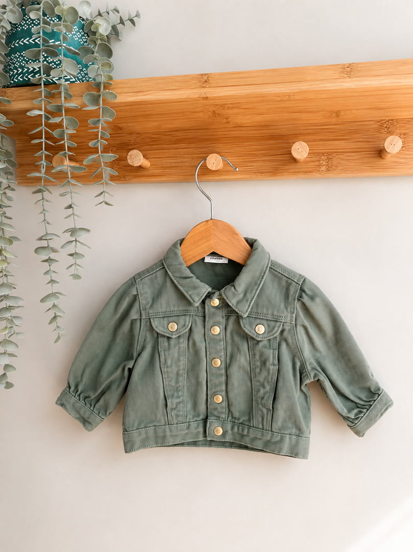 Veste En Jean Kaki Fille 6 Mois Mi-saison Tape À L'œil
