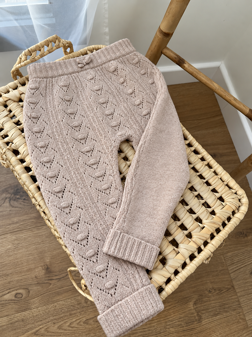 Pantalon fille Kiabi rose 2 ans hiver maille torsadée