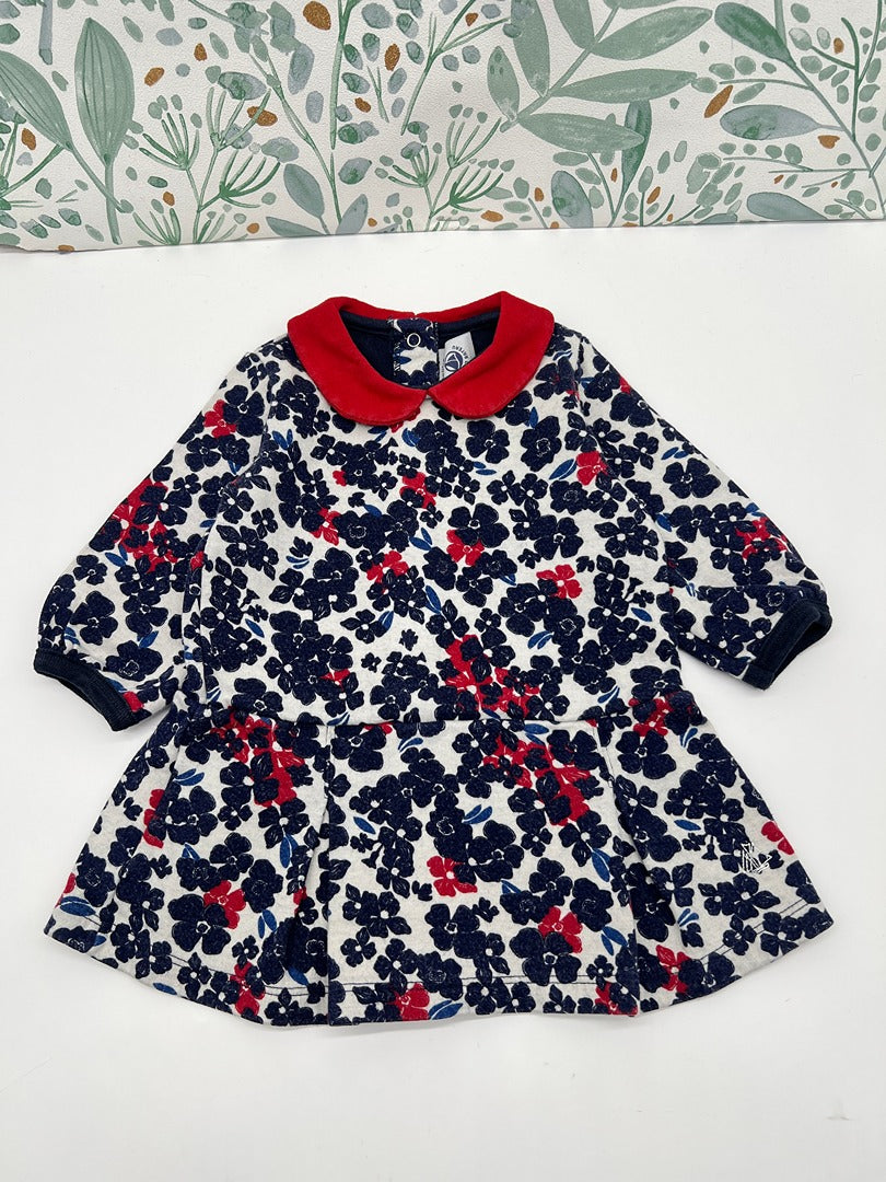 Robe avec joli col fille Petit Bateau - 6 mois - Marine