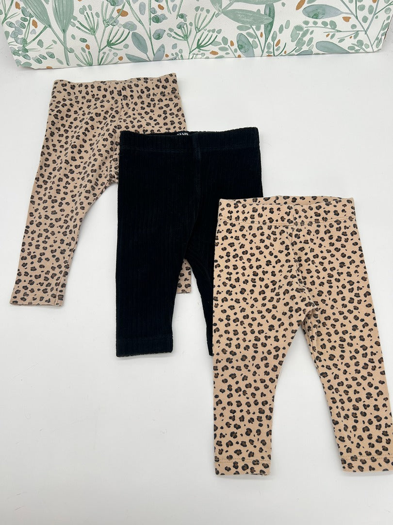 Lot 3 leggings velours côtelé & léopard Kiabi - 6 mois