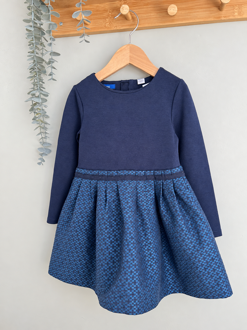 Robe fille Okaïdi bleu marine 8 ans mi-saison manches longues élégante