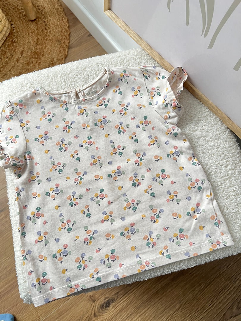 T-shirt fille Kiabi - 2 ans / 92 cm - Crème fleuri